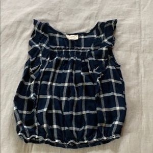 Blue and white patterned top